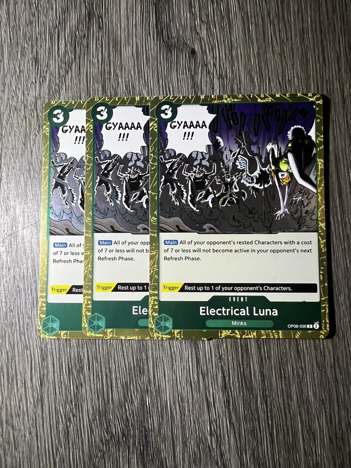 3x Electrical Luna OP08-036 Rare Two Legends One Piece
