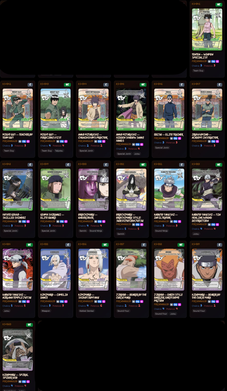 🎉CHOOSE YOUR CARD 🎉 U/UC (NORMAL FULL ART HOLO) 041-060 NARUTO MYTHOS 1 ED EN