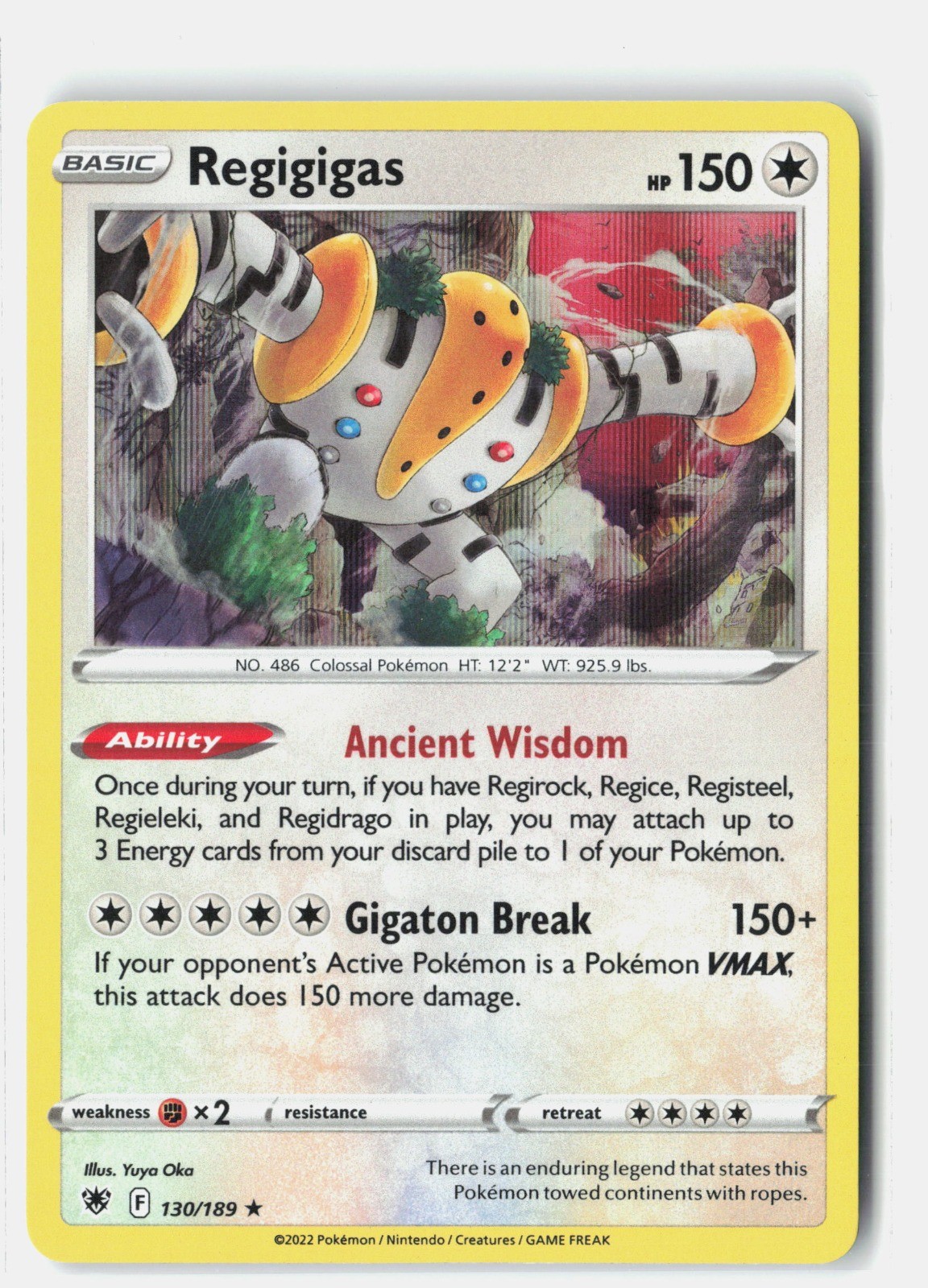 Regigigas Holo Rare Holo SWSH10: Astral Radiance 130/189 NM PLANETA Mochizuki