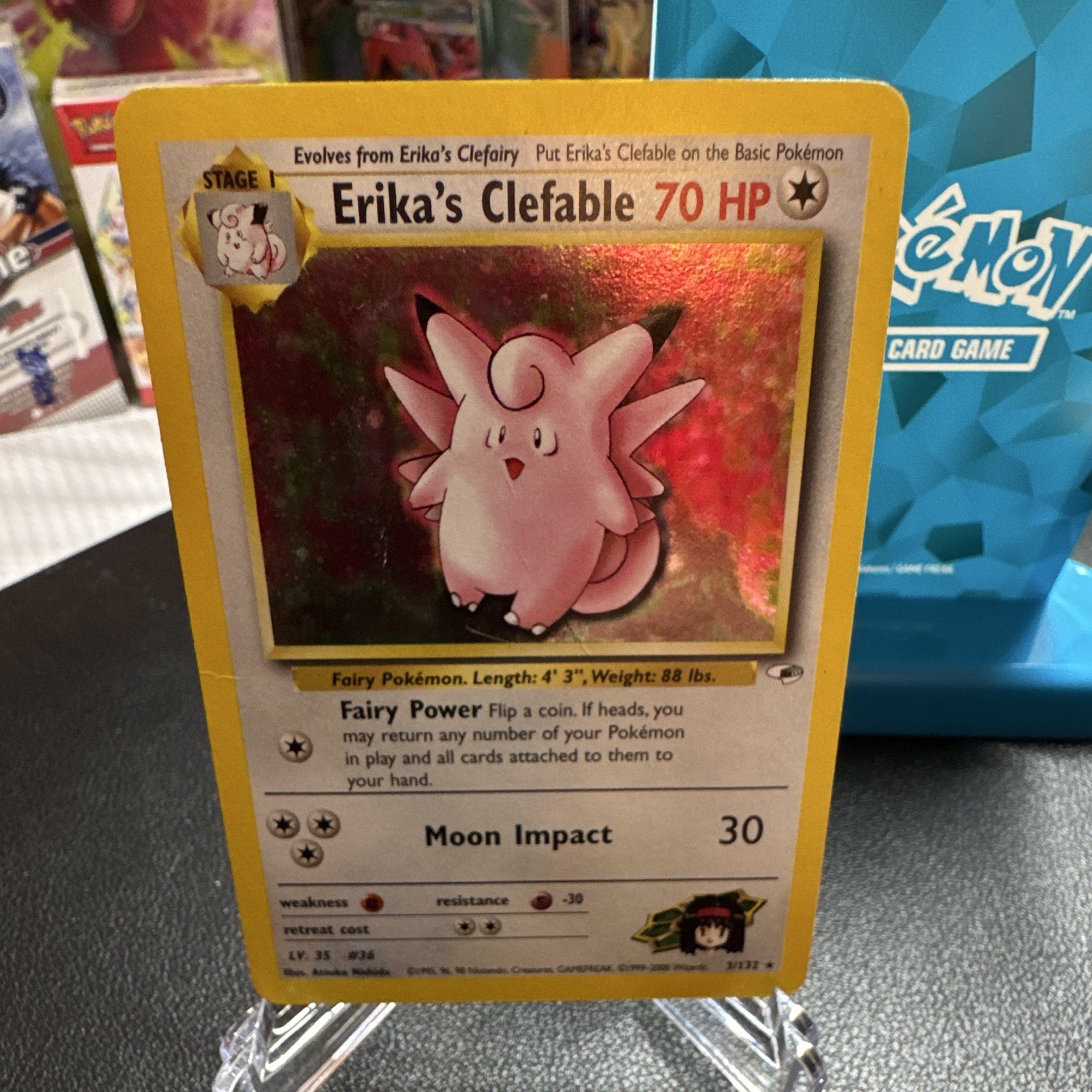 Pokémon Erika’s Clefable Gym Heroes Holo Rare 003/132 70 HP Unlimited EN