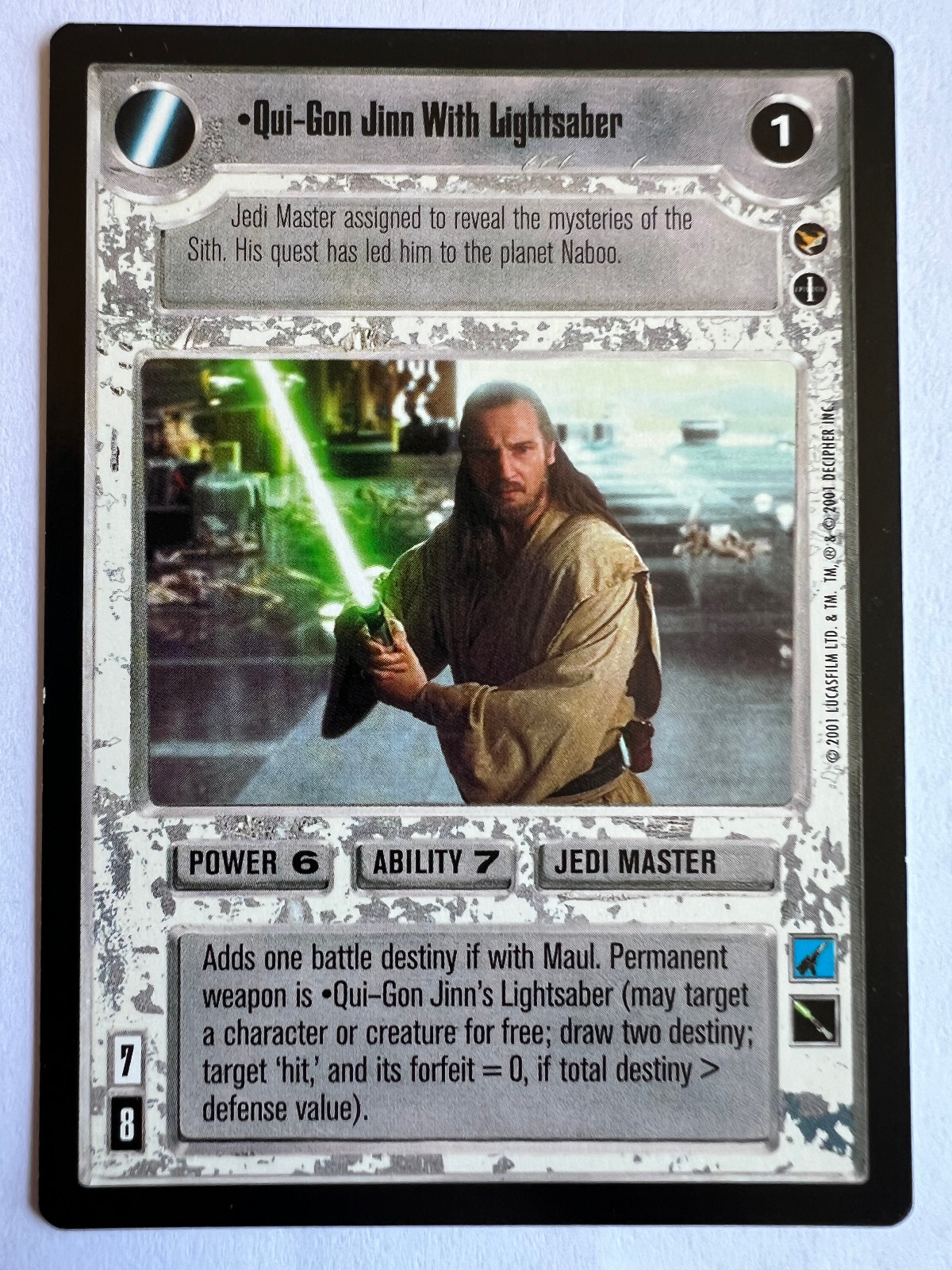 Star Wars CCG Qui-Gon Jinn With Lightsaber Theed Palace Expansion LP/NM
