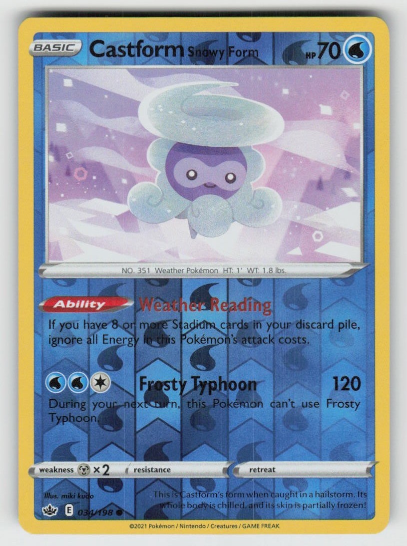 Reverse Holo Castform Snowy Form 034/198 Common Chilling Reign Near Mint