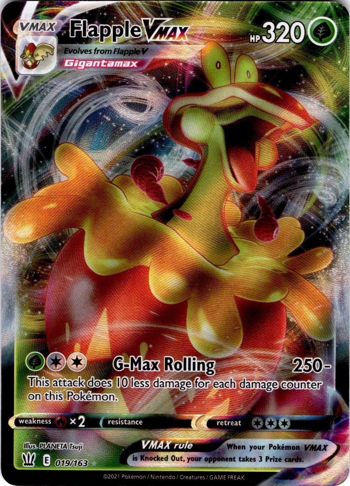 Flapple VMAX Holo Ultra Rare SWSH05: Battle Styles 019/163 NM