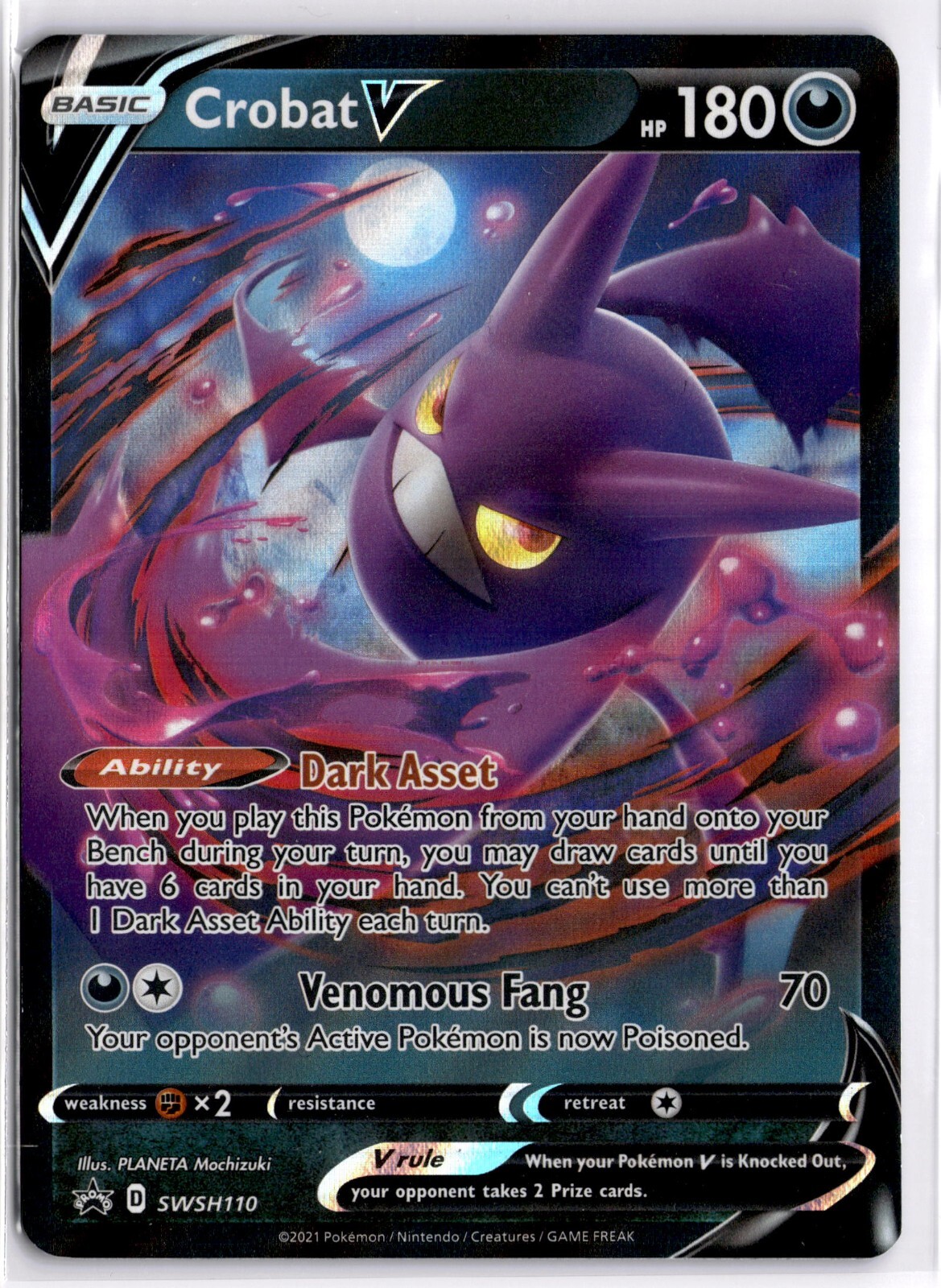Pokemon TCG Crobat V SWSH110 Sword & Shield Black Star Promo Ultra Rare