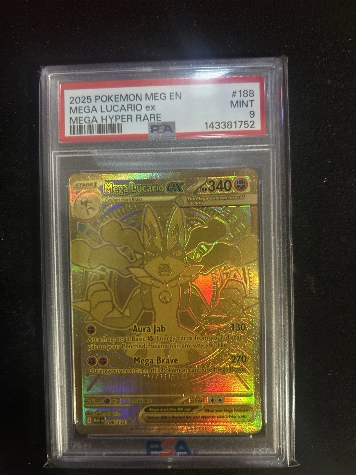 💥 Mega Lucario ex 188/132 – 2025 Pokemon Mega Evolutions – Hyper Rare – PSA 9