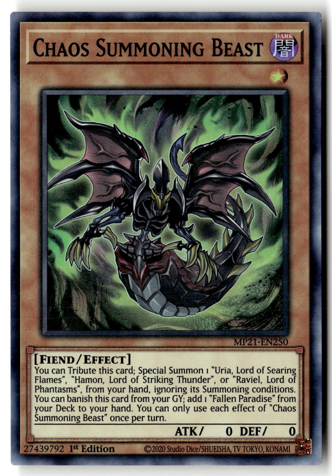 Chaos Summoning Beast MP21-EN250 2021 Tin Yu-Gi-Oh 1st Edition MP