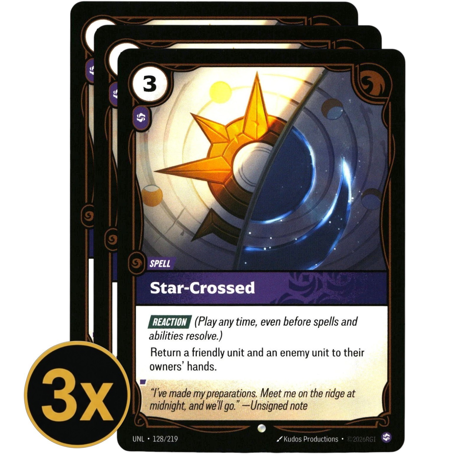 3x Star-Crossed UNL Riftbound Playset NM #128/219