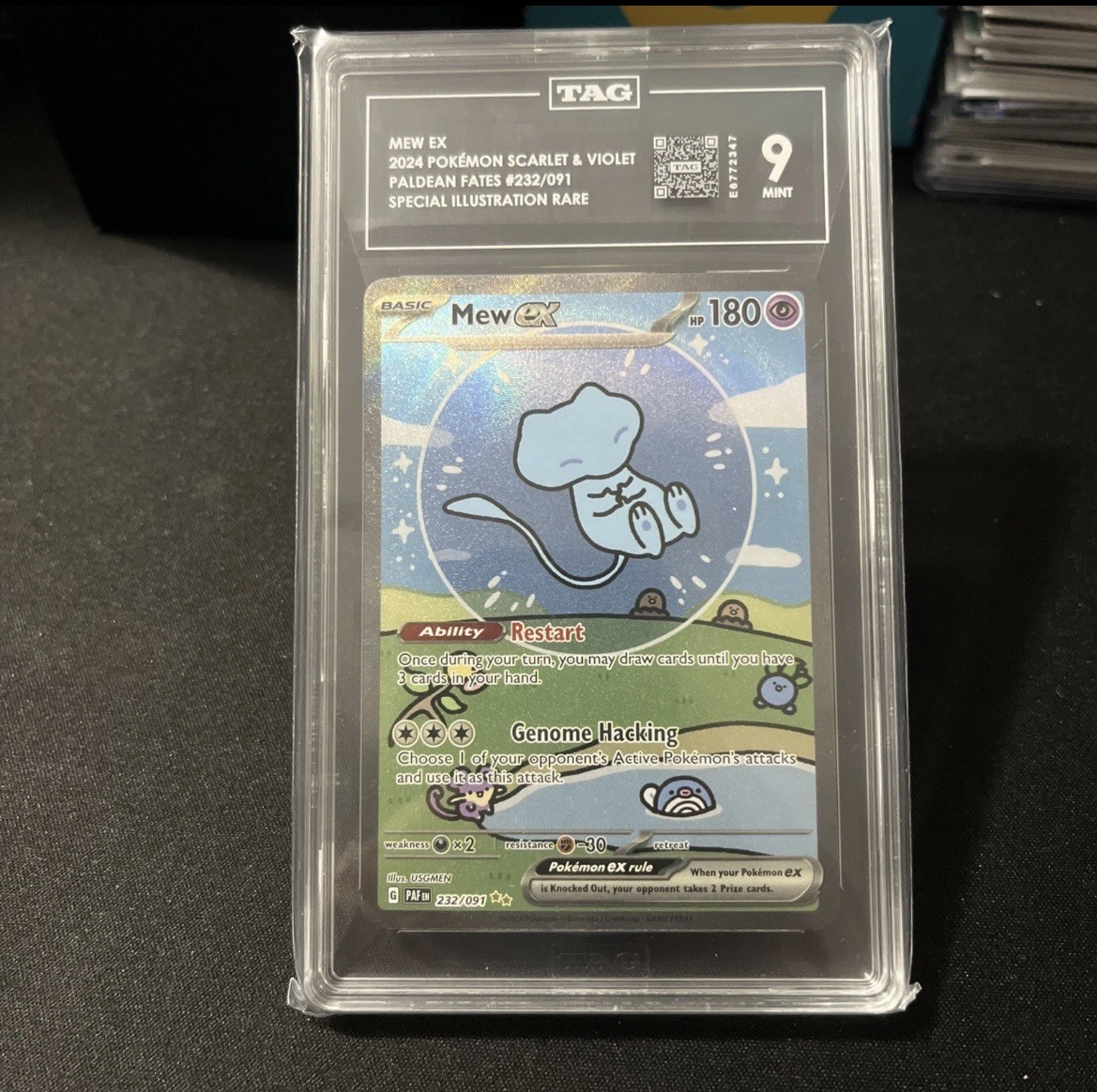 Mew EX 2024 Paldean Fates 232/091 Special Illustration Rare EX TAG 9