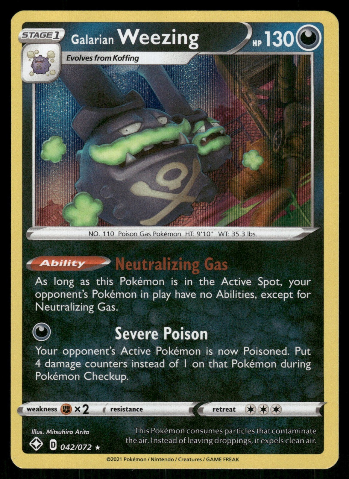 Galarian Weezing Holo Holo Rare Shining Fates 042/072 NM
