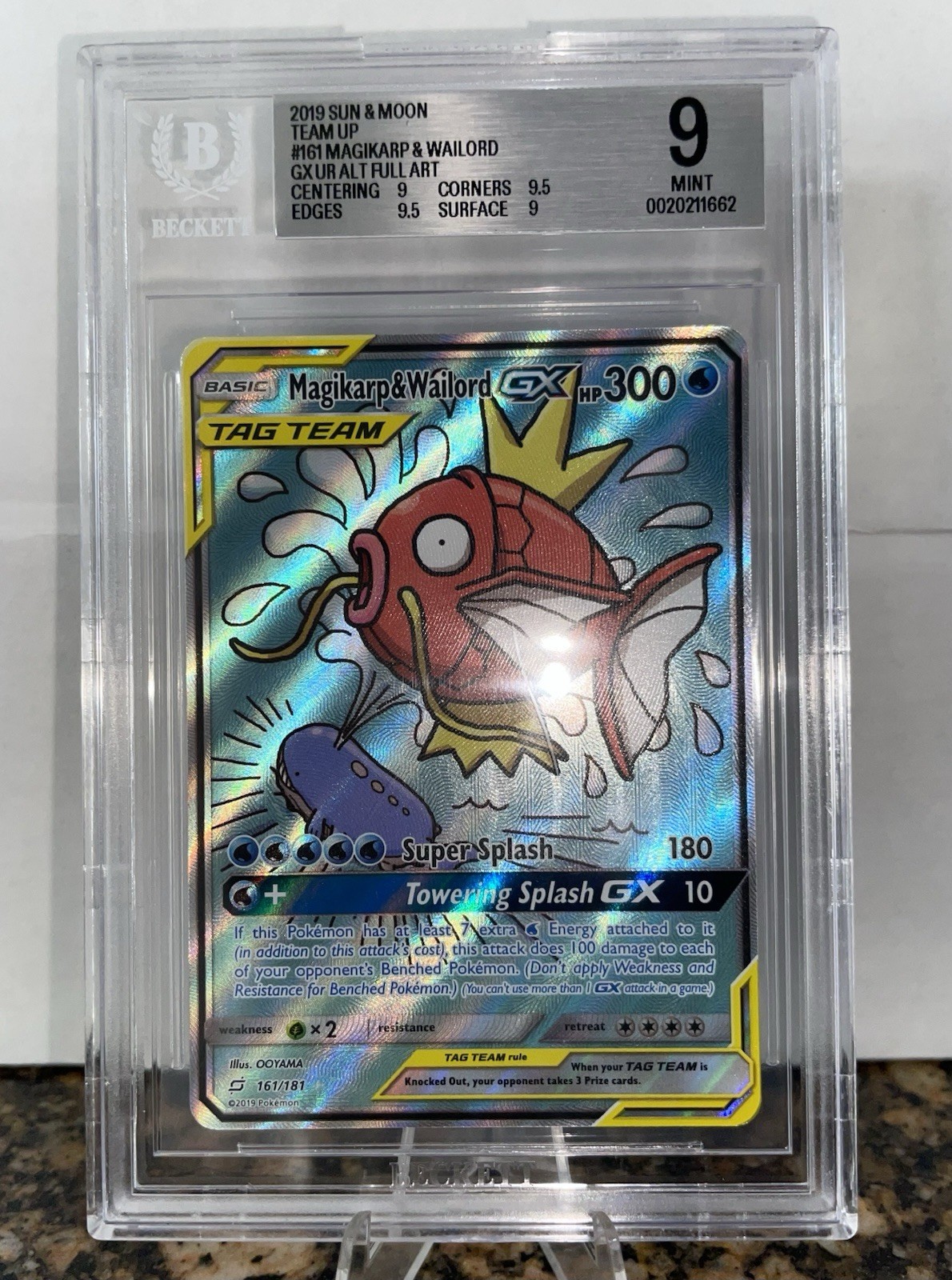 Magikarp & Wailord GX Tag Team #161/181 Pokemon Team Up Ultra Rare – BGS 9 Mint