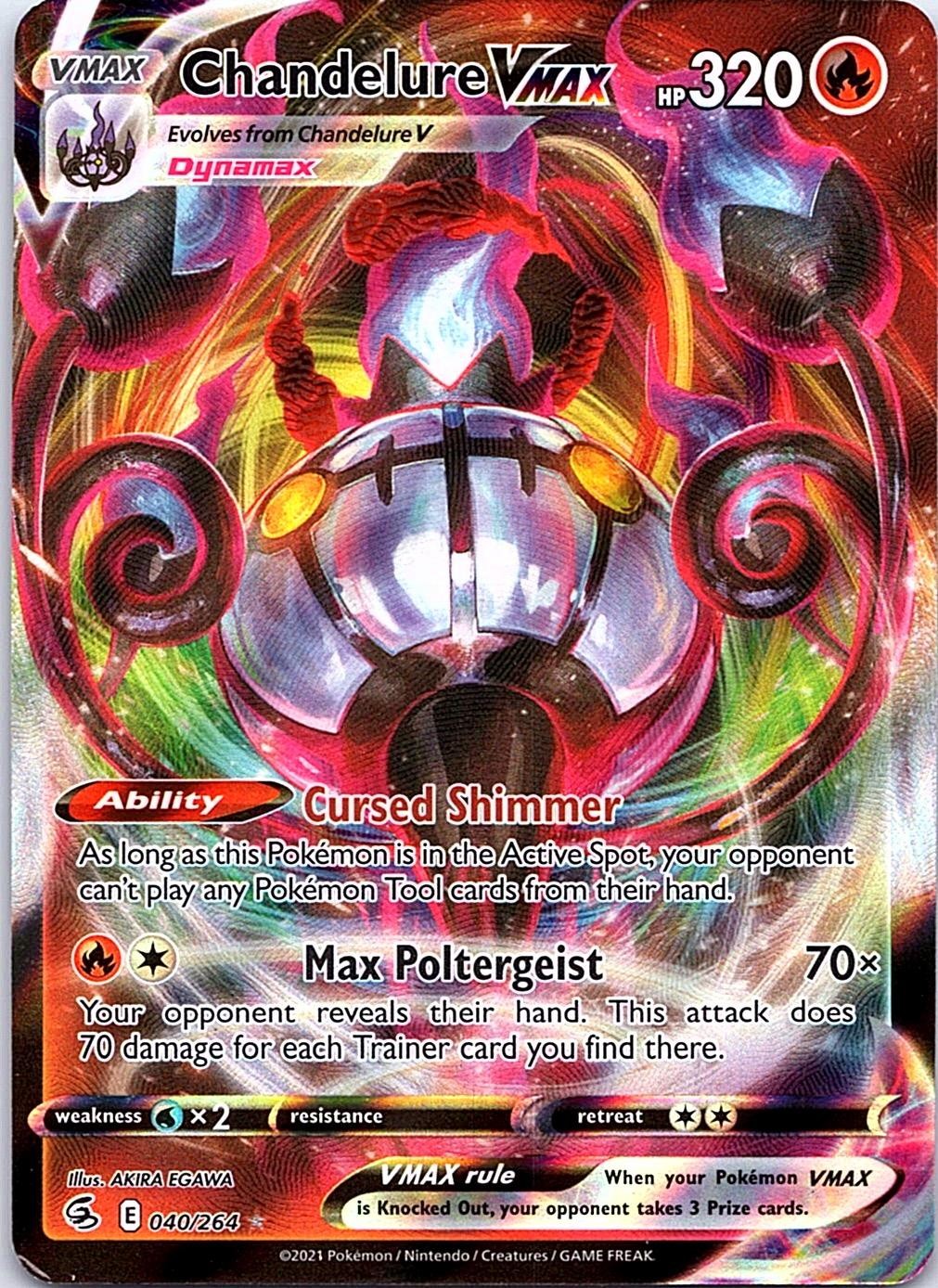 Chandelure VMAX 040/264 Holo VMAX Rare Fusion Strike Pokemon Near Mint