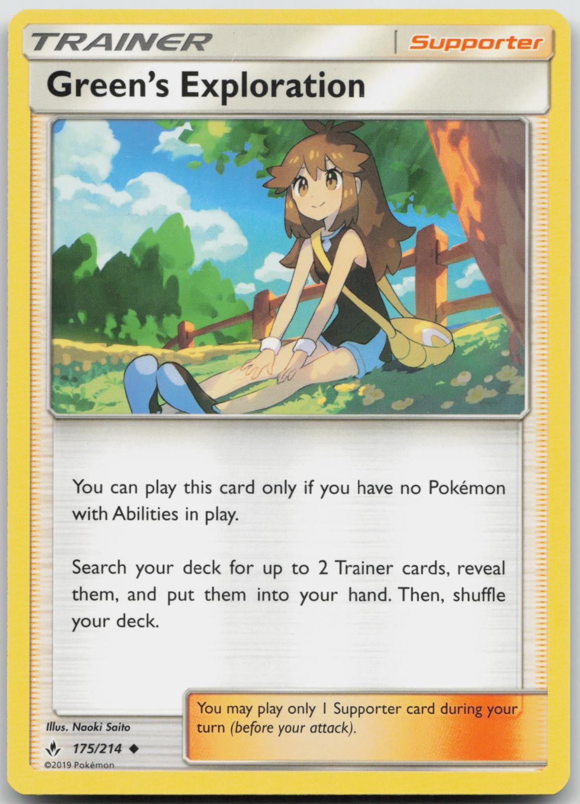 Green’s Exploration 175/214 Uncommon Unbroken Bonds Pokemon LP