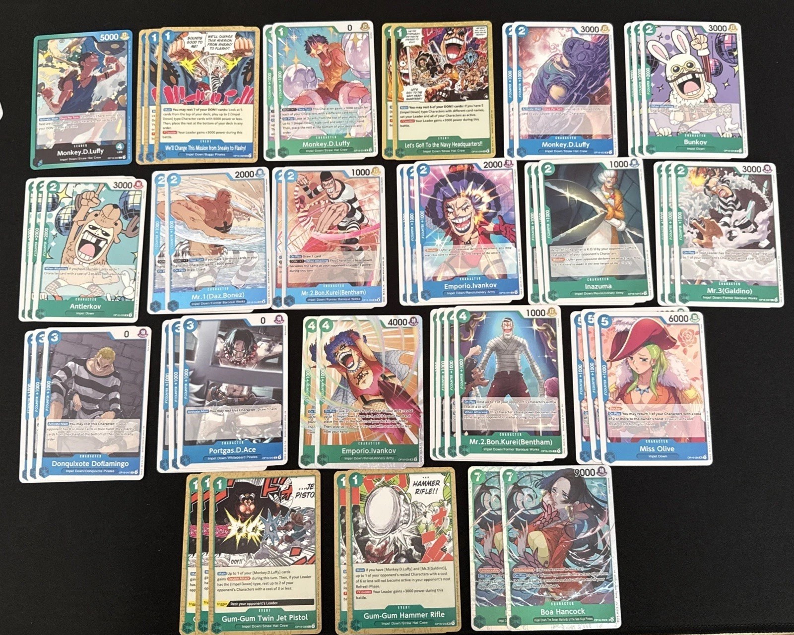 Monkey D Luffy Deck, “Gluffy Deck” Green/blue Op16 Leader