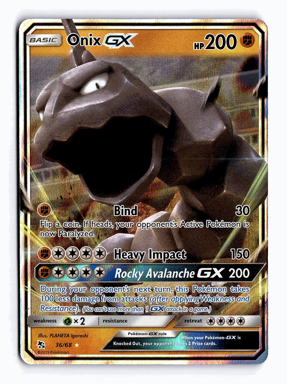 POKEMON ONIX GX 36/68 HOLO GX RARE HIDDEN FATES NEAR MINT