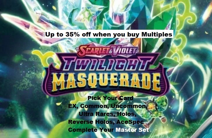 Pokemon Twilight Masquerade EX AceSpec Double Rare Reverse Holos Un/common Cards