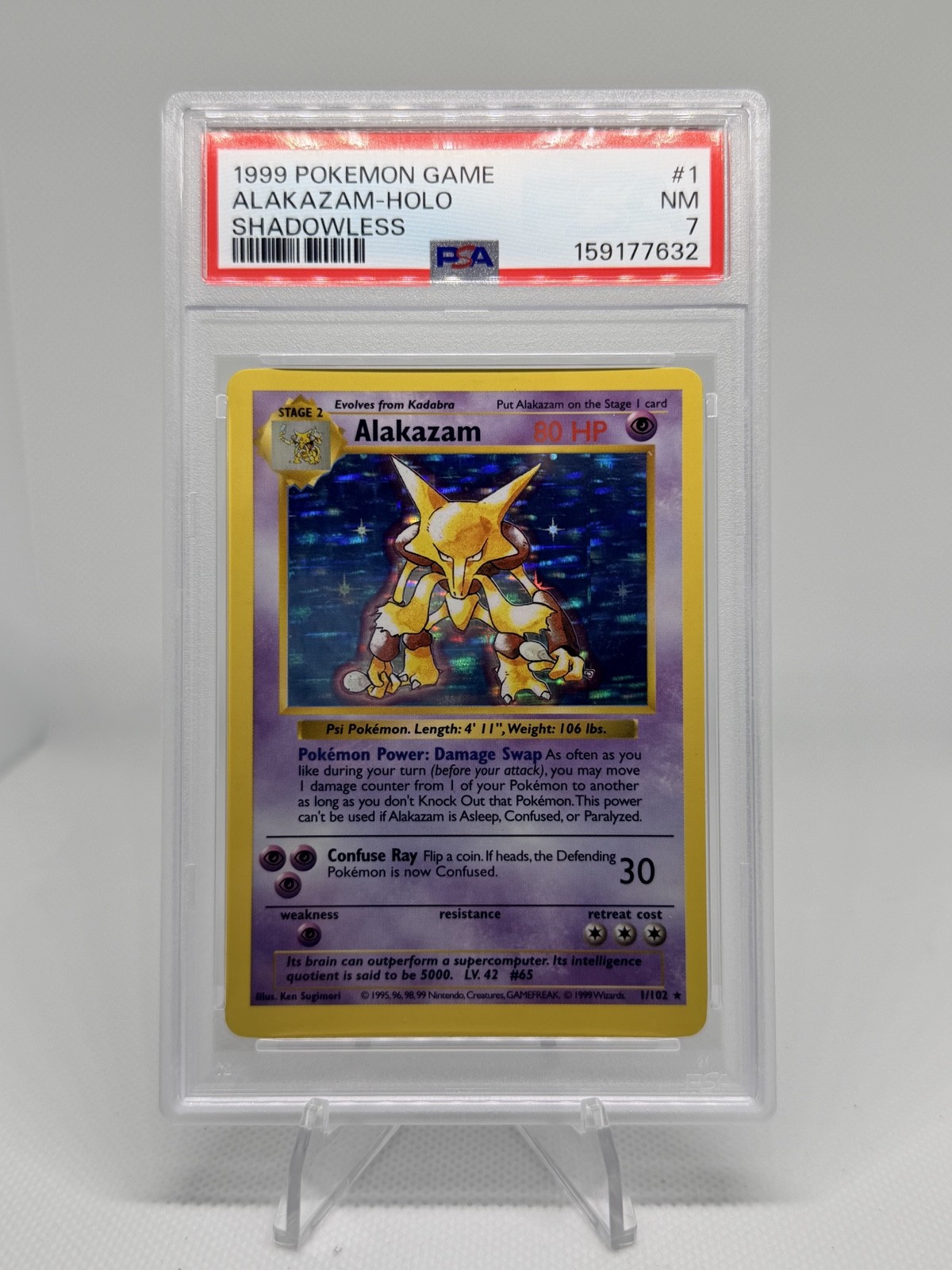 Alakazam 001/102 Base Set (Shadowless) Holo