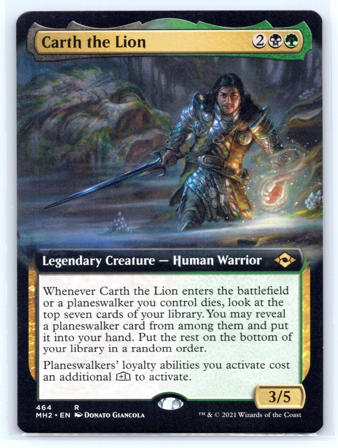 MTG NM Normal Carth the Lion (Extended Art) 464 R Modern Horizons 2