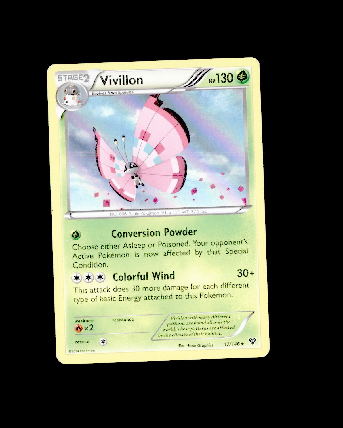 HP XY Base Set Holo Vivillon (Meadow [Pink]) 17/146