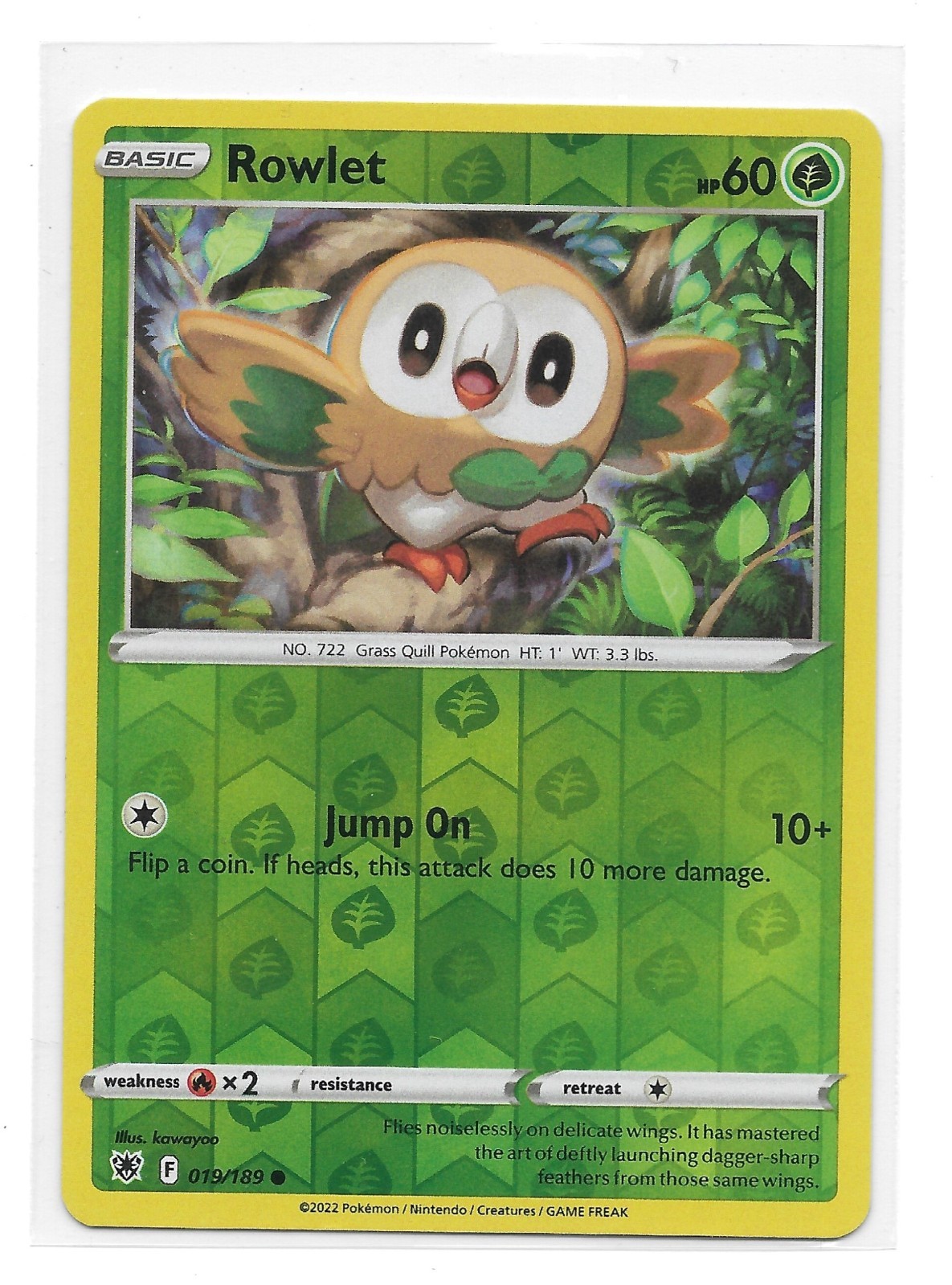 Pokemon TCG Astral Radiance Rowlet Reverse Holo 19/189 Card NM