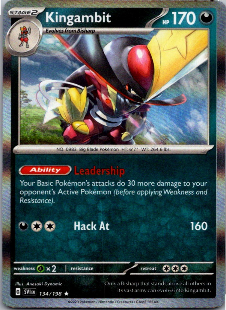 Kingambit 134/198 Rare Scarlet & Violet Pokemon Holo Near Mint