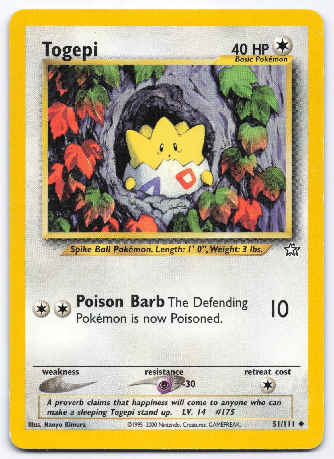 Togepi 51/111 Neo Genesis Unlimited Uncommon Pokemon Card LP