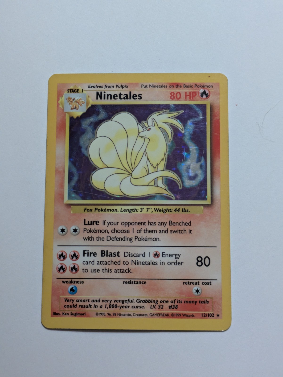 1999 Pokemon Game Base Set Ninetales Holo 12/102