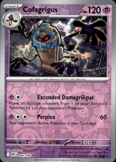 Cofagrigus Reverse Holo Rare SV: White Flare 040/086 NM Bun Toujo 2025