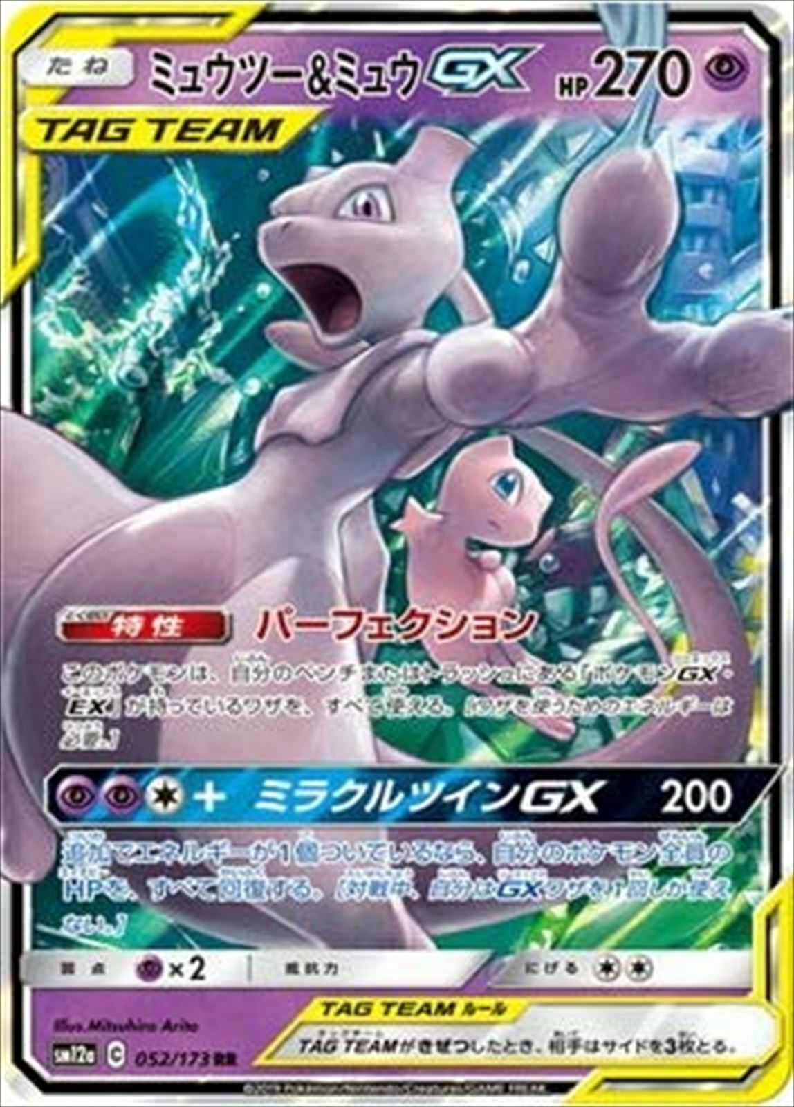 Pokemon Card Japanese Mewtwo & Mew GX RR 052/173 SM12a M/NM