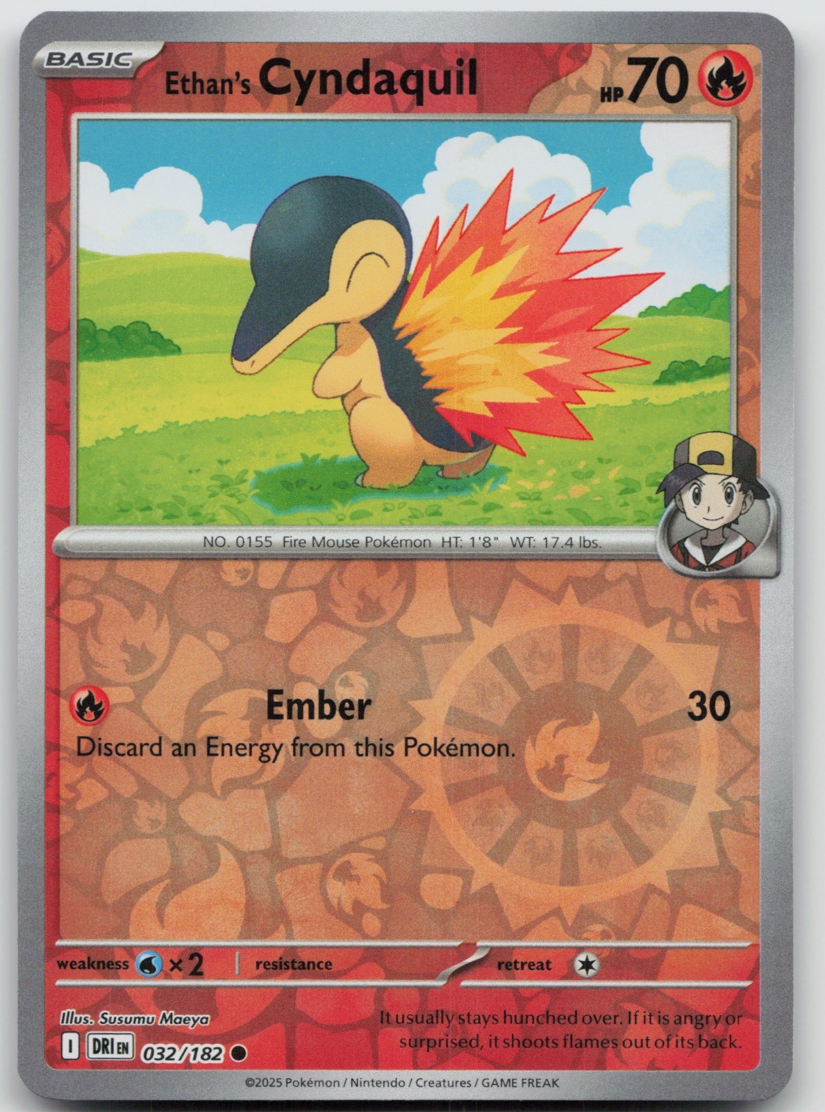 Ethan’s Cyndaquil Reverse Holo SV10: Destined Rivals 032/182 NM Susumu Maeya