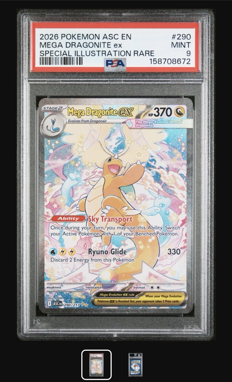 Pokemon Mega Dragonite Ex 290/217 Me: Ascended Heroes PSA 9 SIR Holo EN