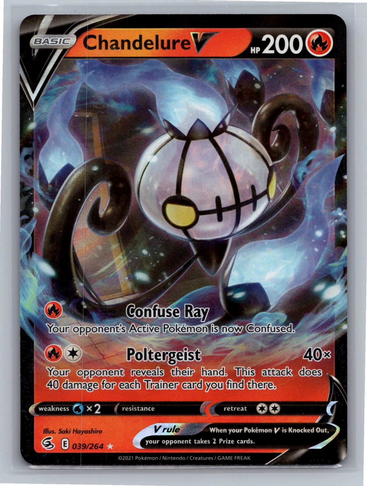 Chandelure V 039/264 Ultra Rare SWSH08: Fusion Strike Pokemon Holofoil NM