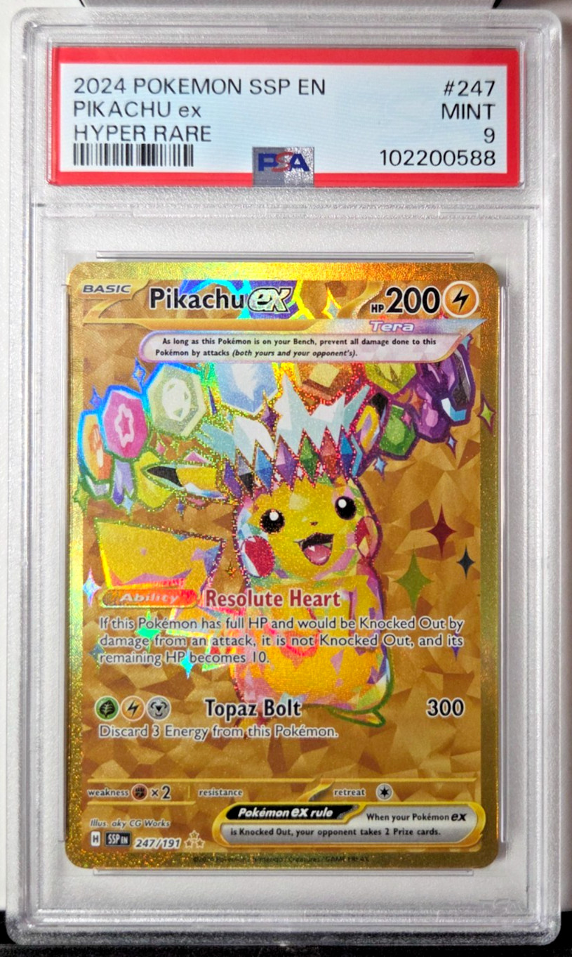 PSA 9 Pokemon Pikachu ex 247/191 Surging Sparks Hyper Rare Full Art