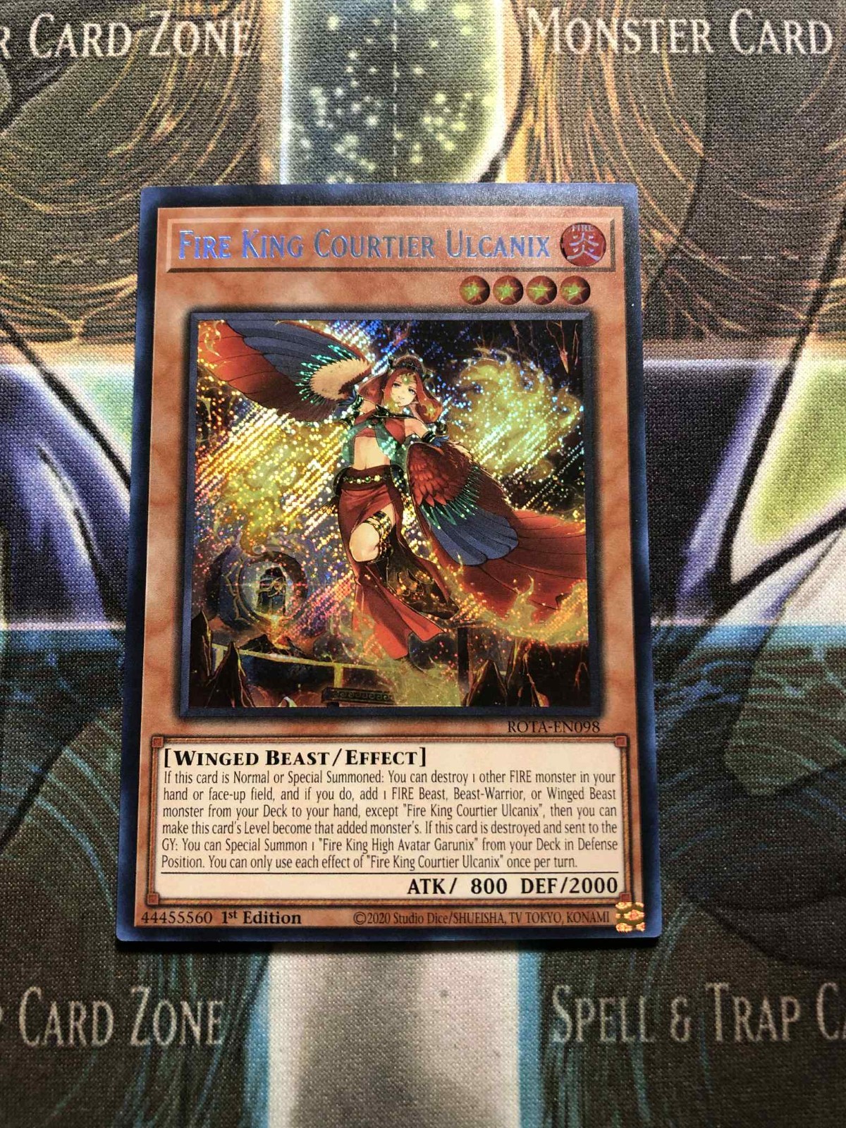 *** FIRE KING COURTIER ULCANIX *** 1ST EDITION SECRET RARE ROTA-EN098 NM YUGIOH