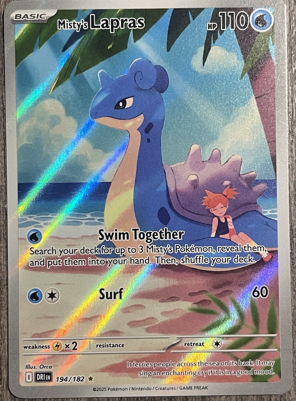 Misty’s Lapras Illustration Rare Holo 194/182 Sv10 110 HP Eng