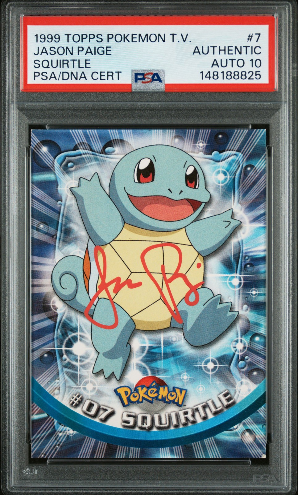 1999 TOPPS POKEMON TV #7 SQUIRTLE PSA AUTHENTIC AUTO 10