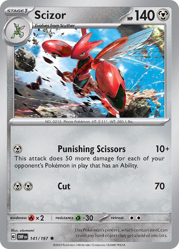 Scizor Holo Rare SV03: Obsidian Flames 141/197 NM