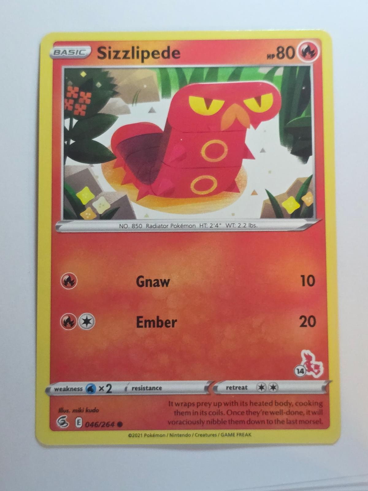 SIZZLIPEDE (#56 CINDERACE STAMPED) 046/264 BATTLE ACADEMY 2022 NM/M POKEMON