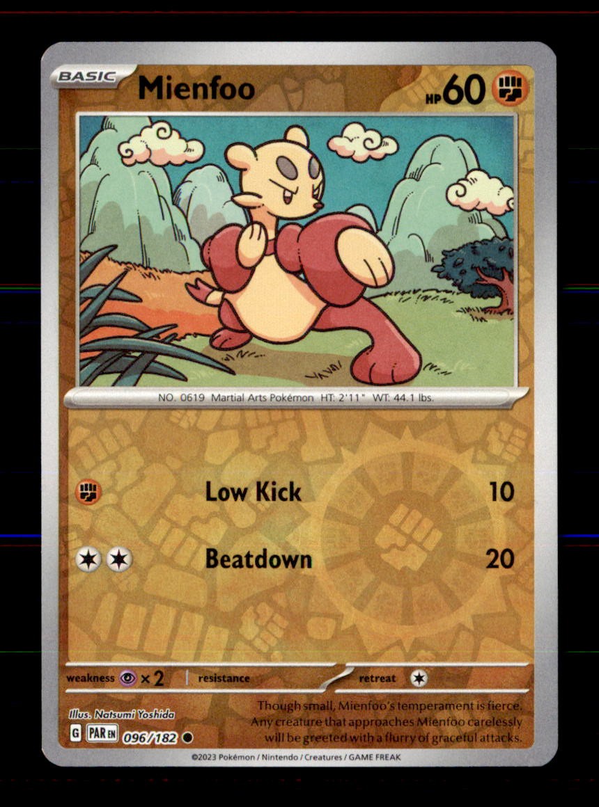Mienfoo 096/182 Common Paradox Rift Pokemon Reverse Holo Near Mint