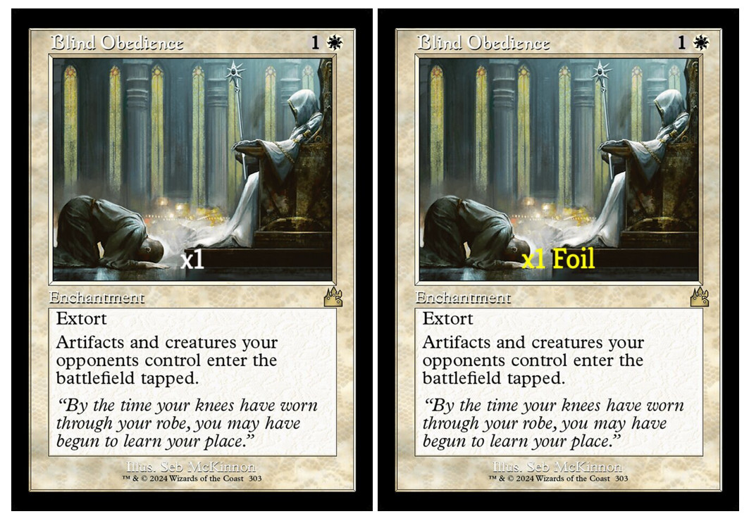 MTG Retro Ravnica Remastered RVR Blind Obedience MINT (SELECT)