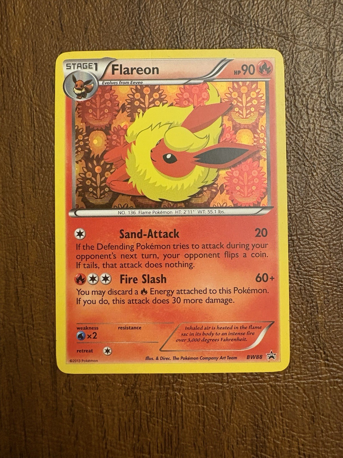 Pokemon TCG Flareon BW Black & White Holo Promo BW88 ENG 90 HP 2013