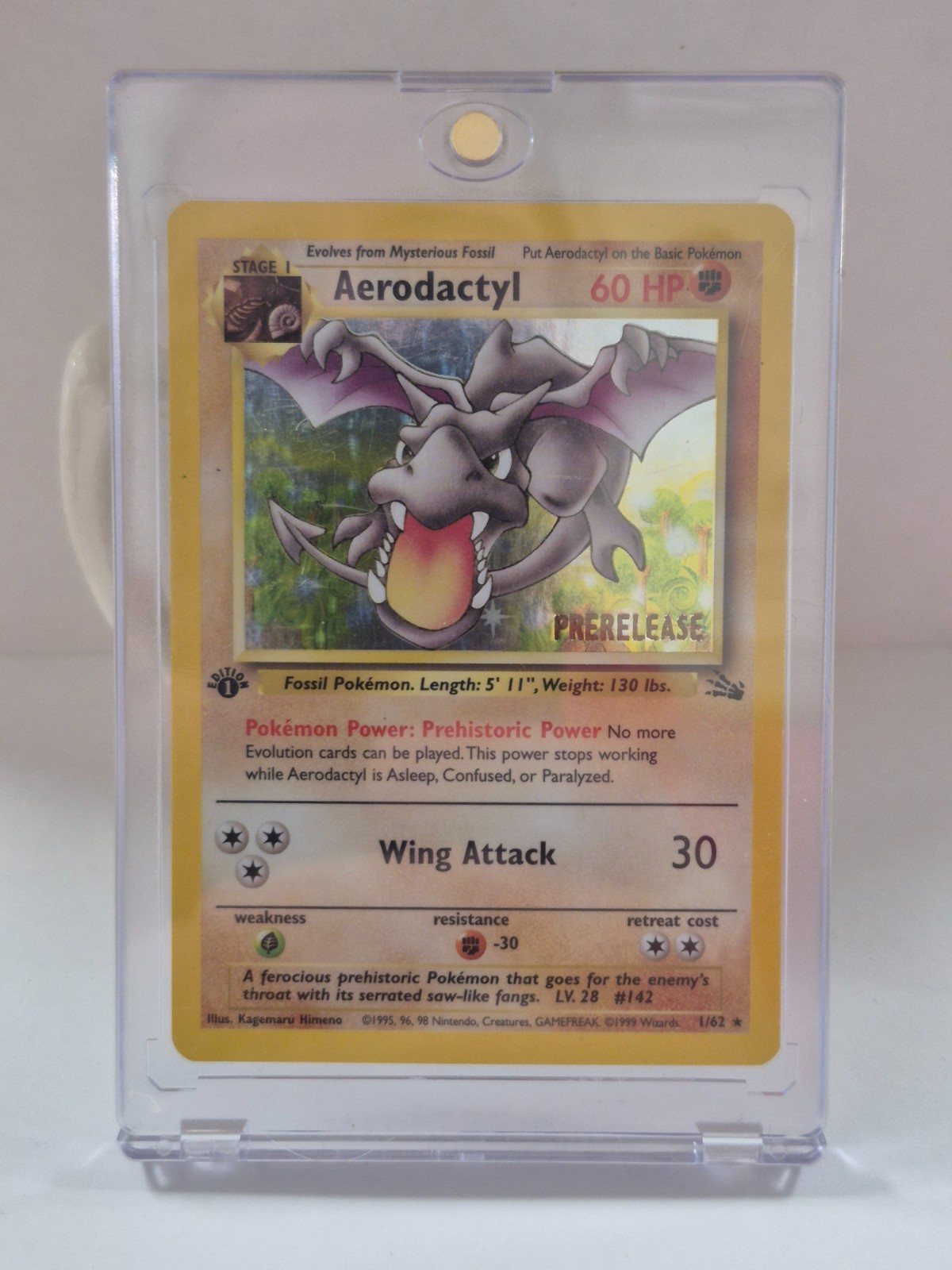 1999 Pokemon Prerelease Aerodactyl 1st Edition Holo Rare Fossil 1/62