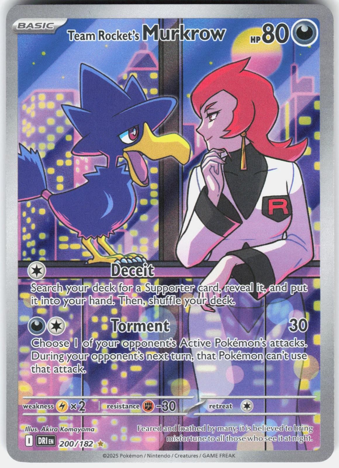 Pokemon Team Rocket’s Murkrow 200/182 Destined Rivals Pokemon Holo NM