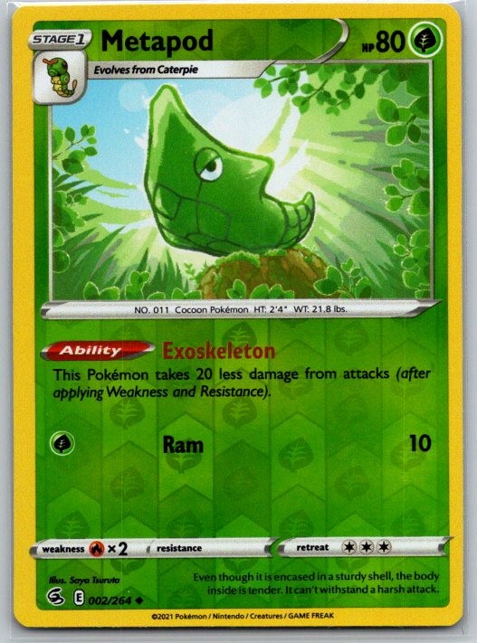 Metapod 002/264 Uncommon Fusion Strike Pokemon Reverse Holo Near Mint