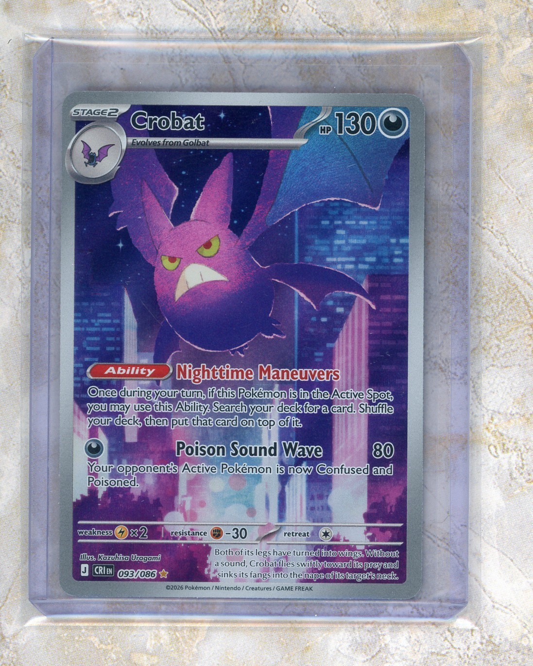 2026 Pokemon CRI EN-Chaos Rising #093/086 Crobat Illustration Rare IR