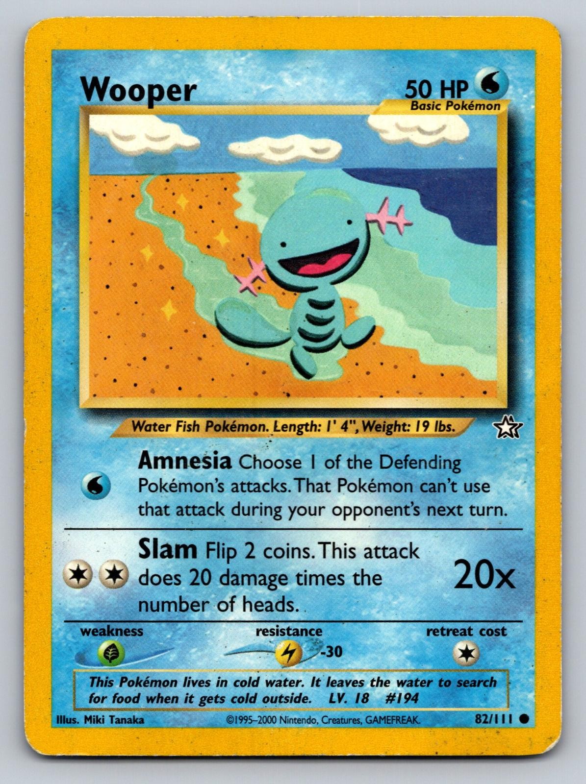 Wooper 82/111 Common Neo Genesis Pokemon Unlimited Moderately Played