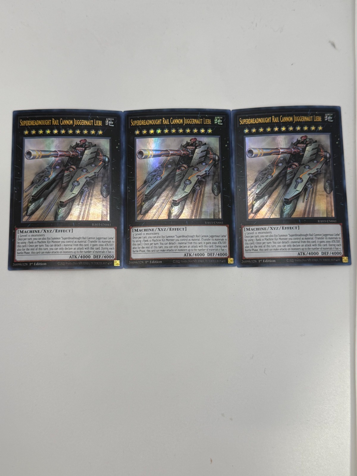 YUGIOH: 3x Superdreadnought Rail Cannon Juggernaut Liebe UR Ultra NM RA03-EN041