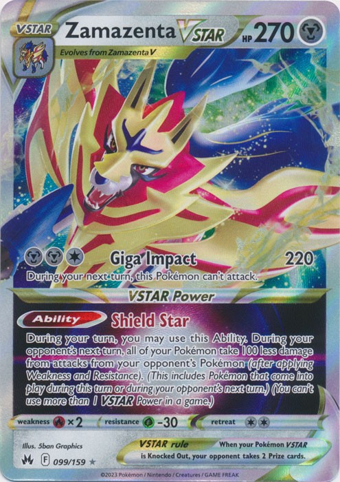 Holo Zamazenta VSTAR 099/159 Ultra Rare Crown Zenith