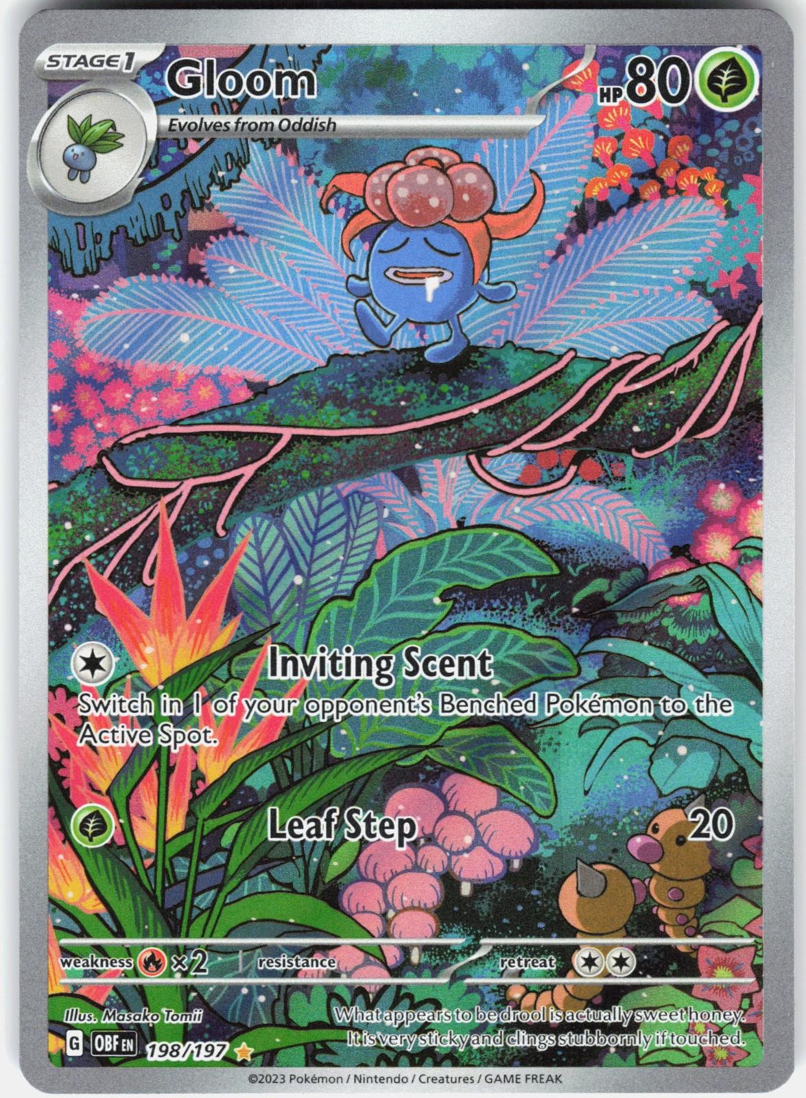 Pokemon Gloom 198/197 Illustration Rare Obsidian Flames Pokemon Holo Near Mint