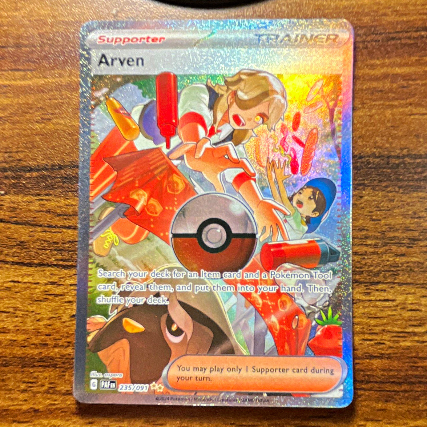 Pokemon TCG Arven 235/091 SV Paldean Fates SIR Full Art Holo Eng 2024
