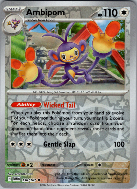 Pokemon – Ambipom – 138/167 – Reverse Holo – Twilight Masquerade – NM/M